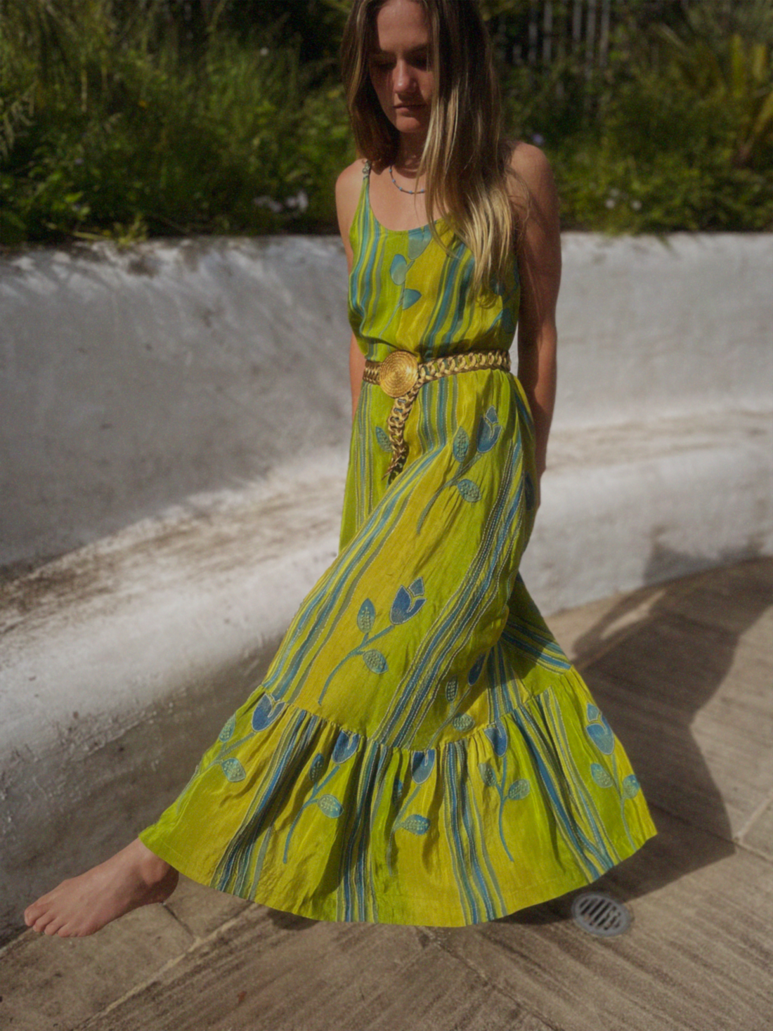 Eustoma Silk Crepe Swing Maxi Dress ~ Spindle S