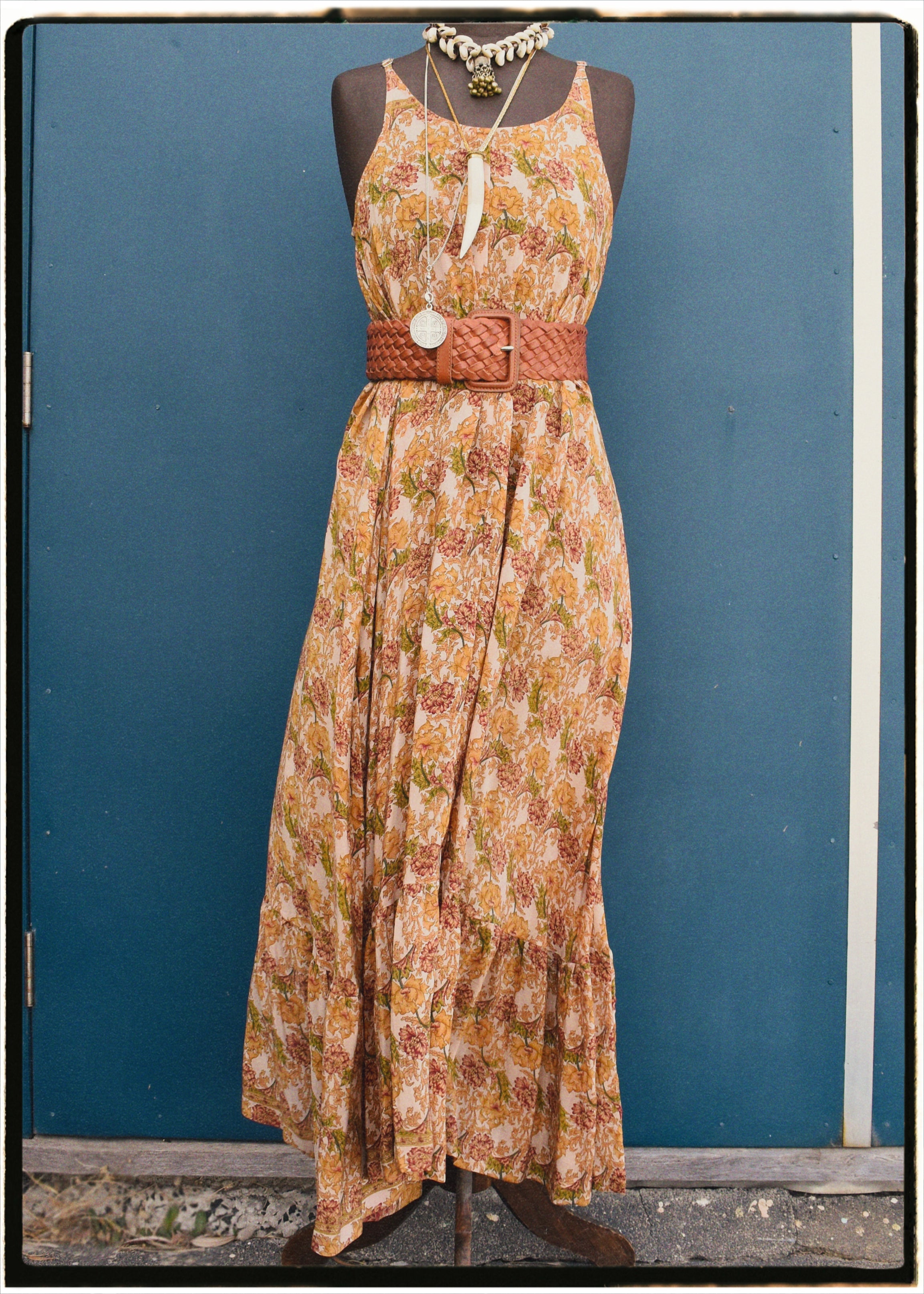 Eustoma Silk Crepe Swing Maxi Dress ~ Woods L