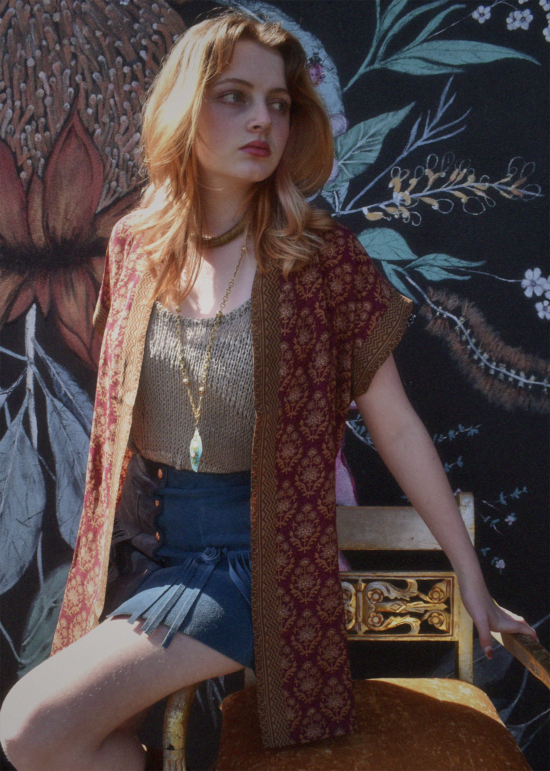 Pilea Silk Crepe Wrap Kimono Top ~ Damson S/M