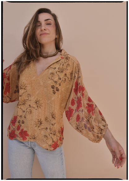 Cleome Silk Crepe Shirt ~ Bamboo S &amp; L