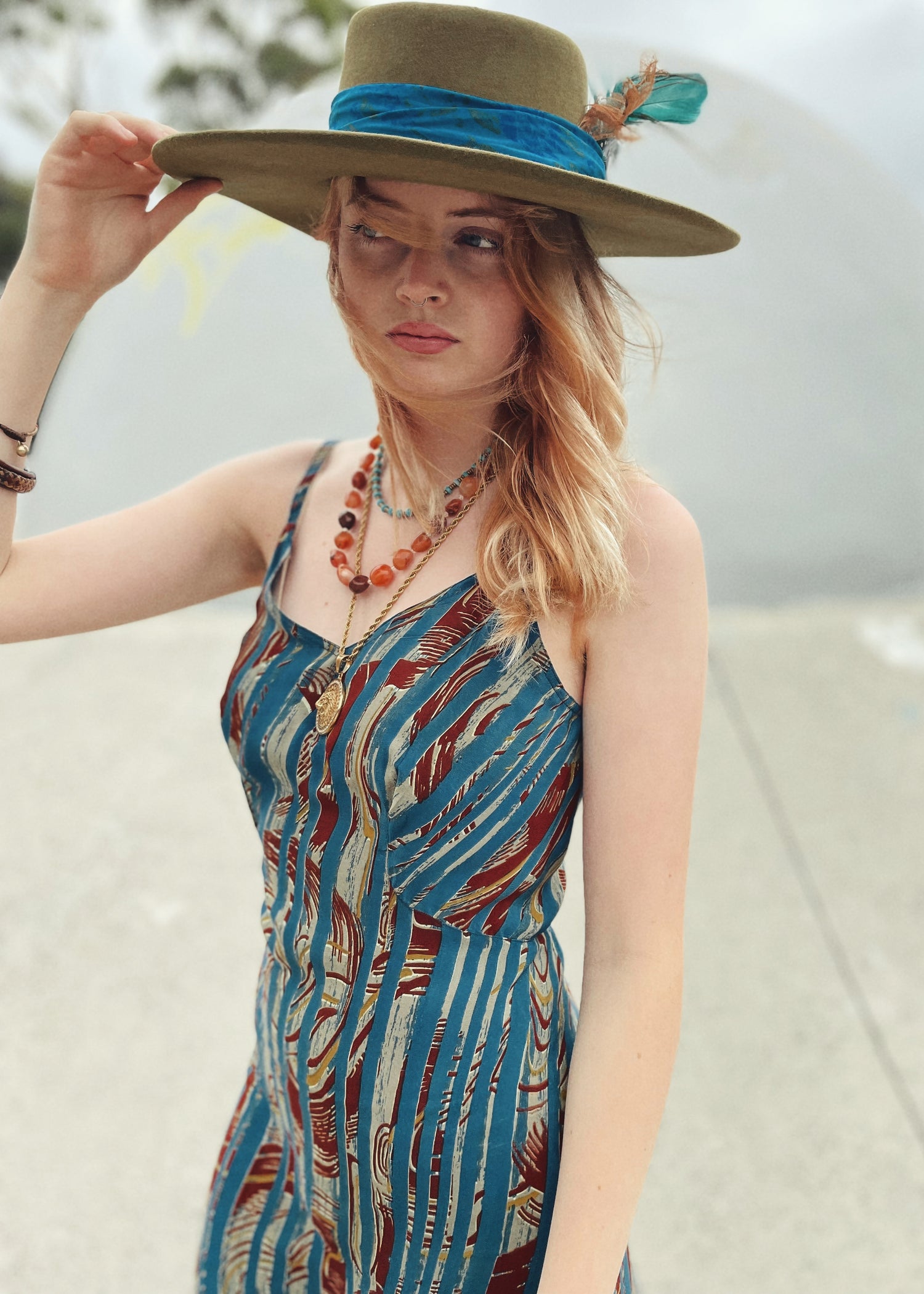 Rumex Silk Slip Dress ~ Marble XL