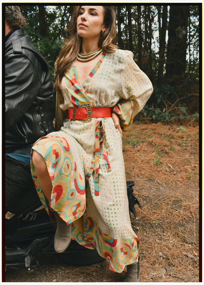 Caladium Wrap Silk Dress ~ Haute XL