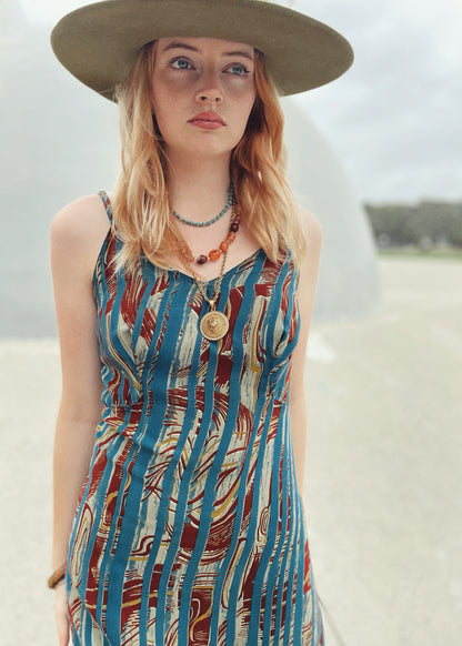 Rumex Silk Slip Dress ~ Marble XL