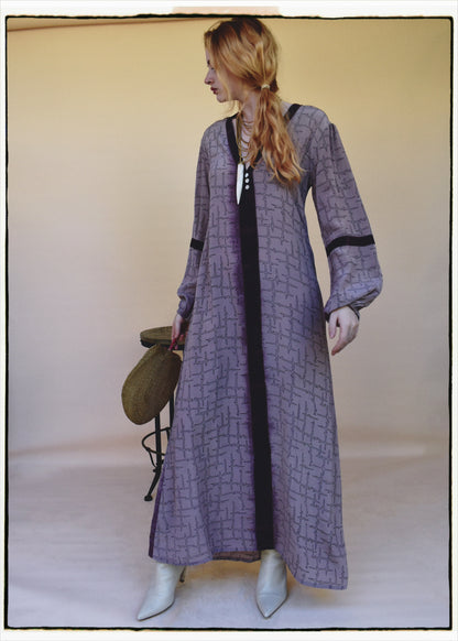 Zea Silk Crepe Kaftan Maxi Dress ~  Azurine XS