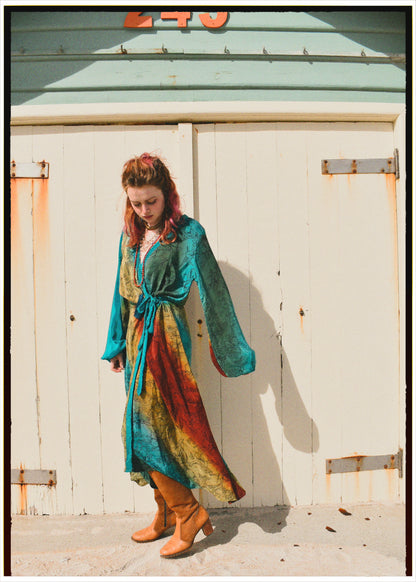 Caladium Wrap Silk Dress ~ Algiers L