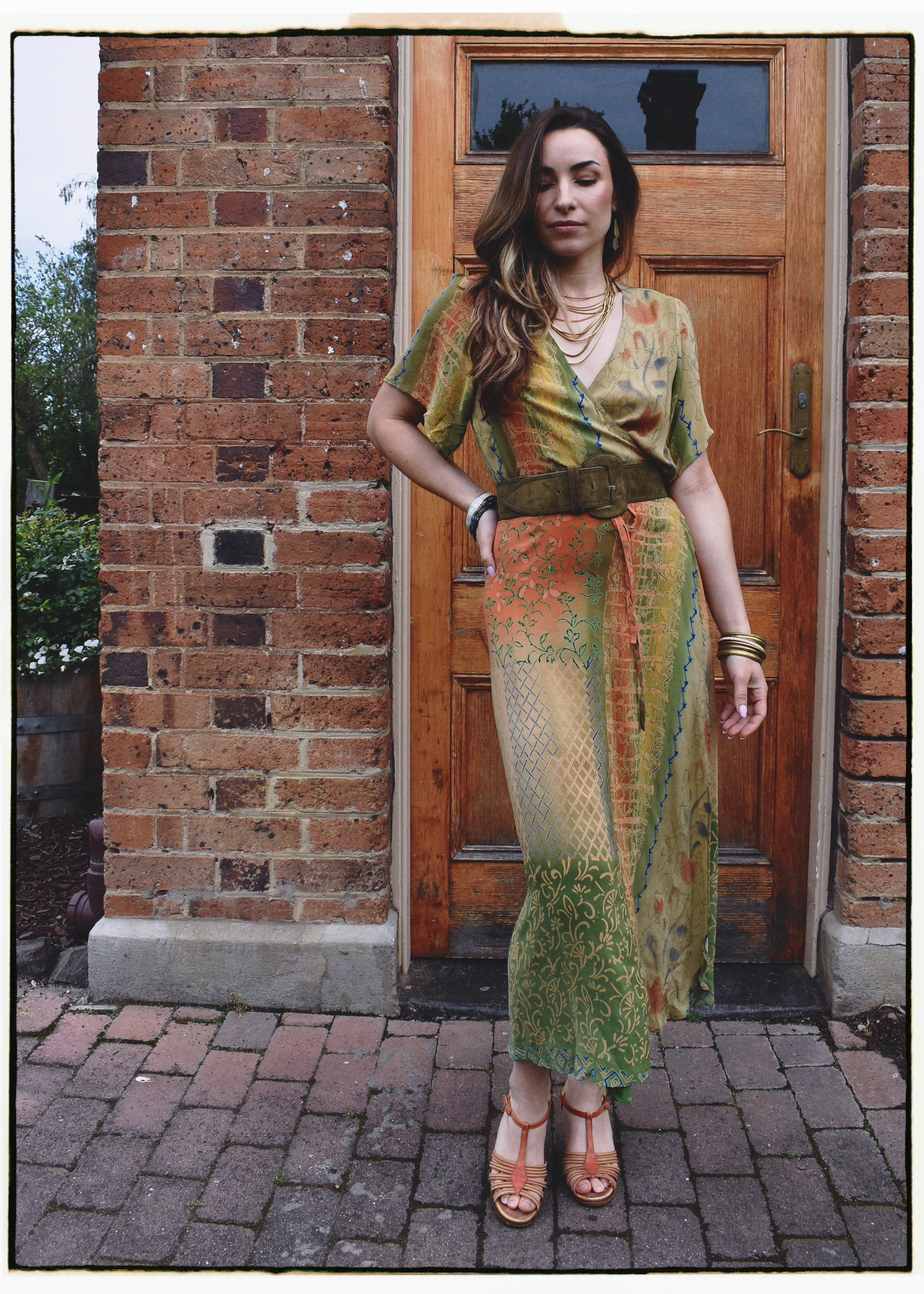 Liatris Silk Crepe Flutter Sleeve Wrap Dress ~ Mojave L