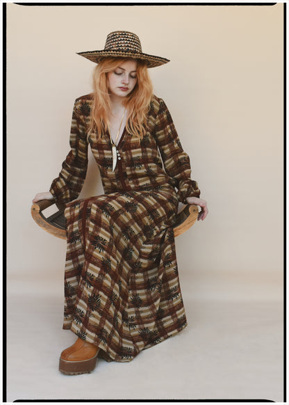 Zea Silk Crepe Kaftan Maxi Dress ~  Auburn XS