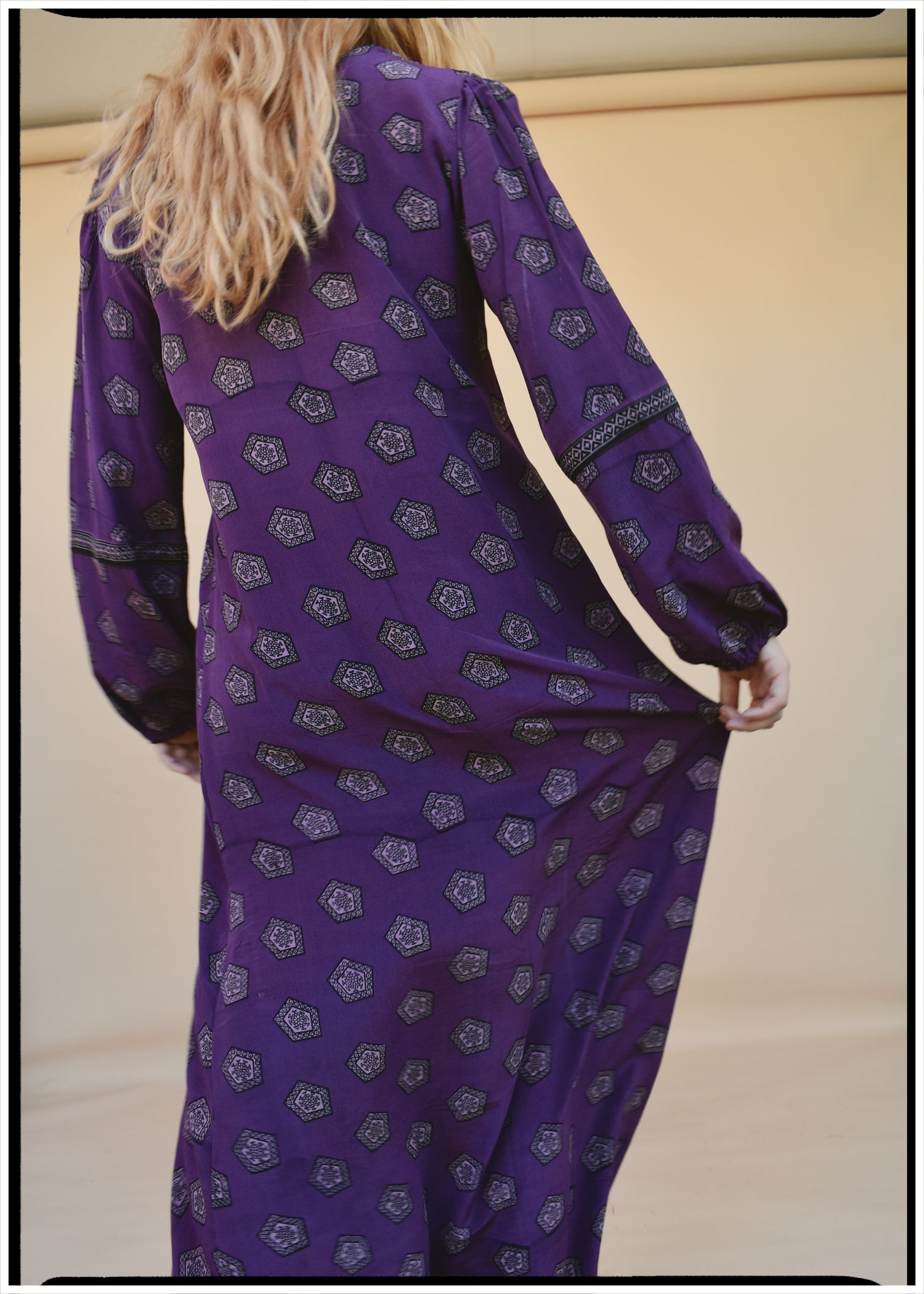 Zea Silk Crepe Kaftan Maxi Dress ~  Claret XS