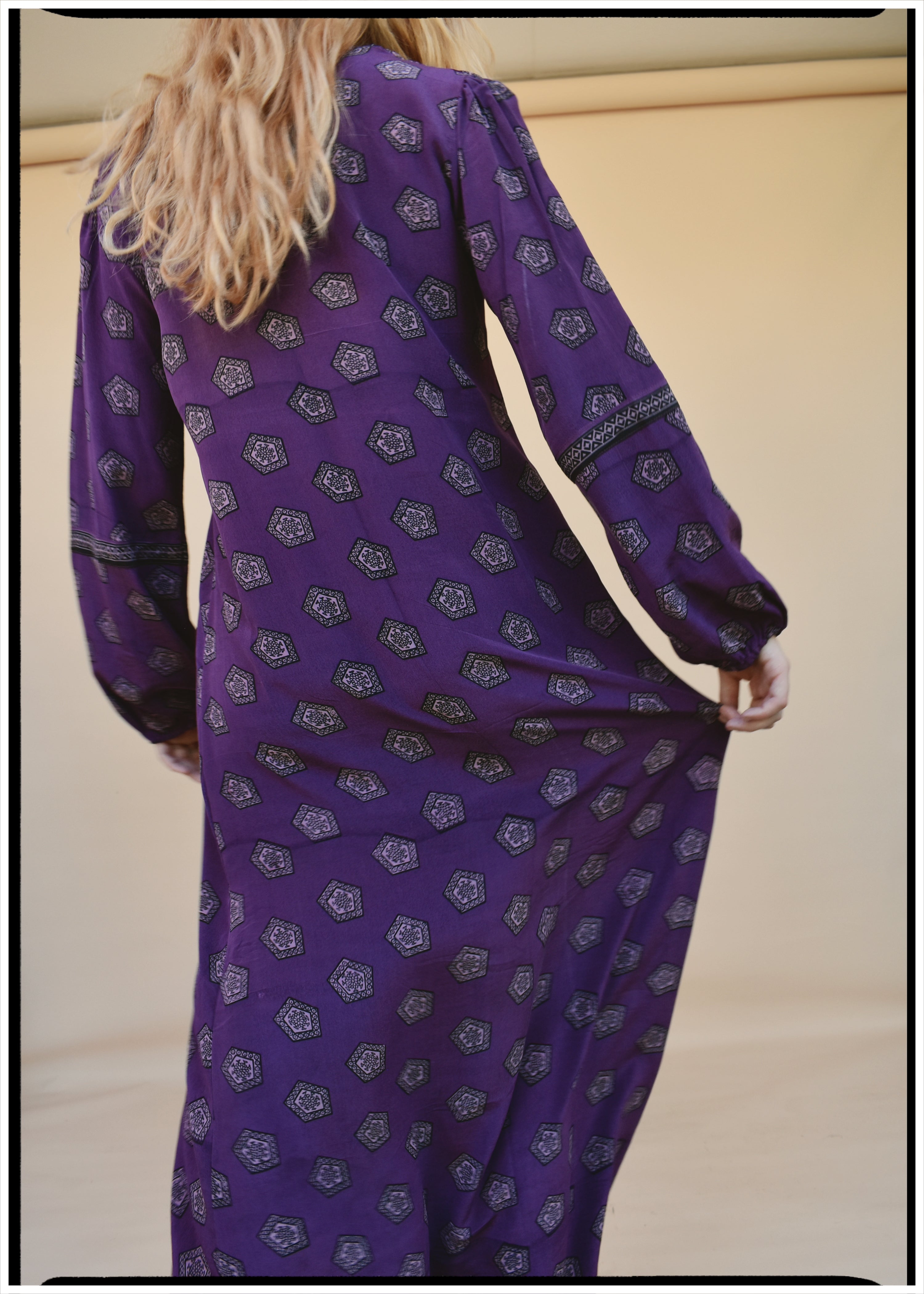 Zea Silk Crepe Kaftan Maxi Dress ~  Claret XS