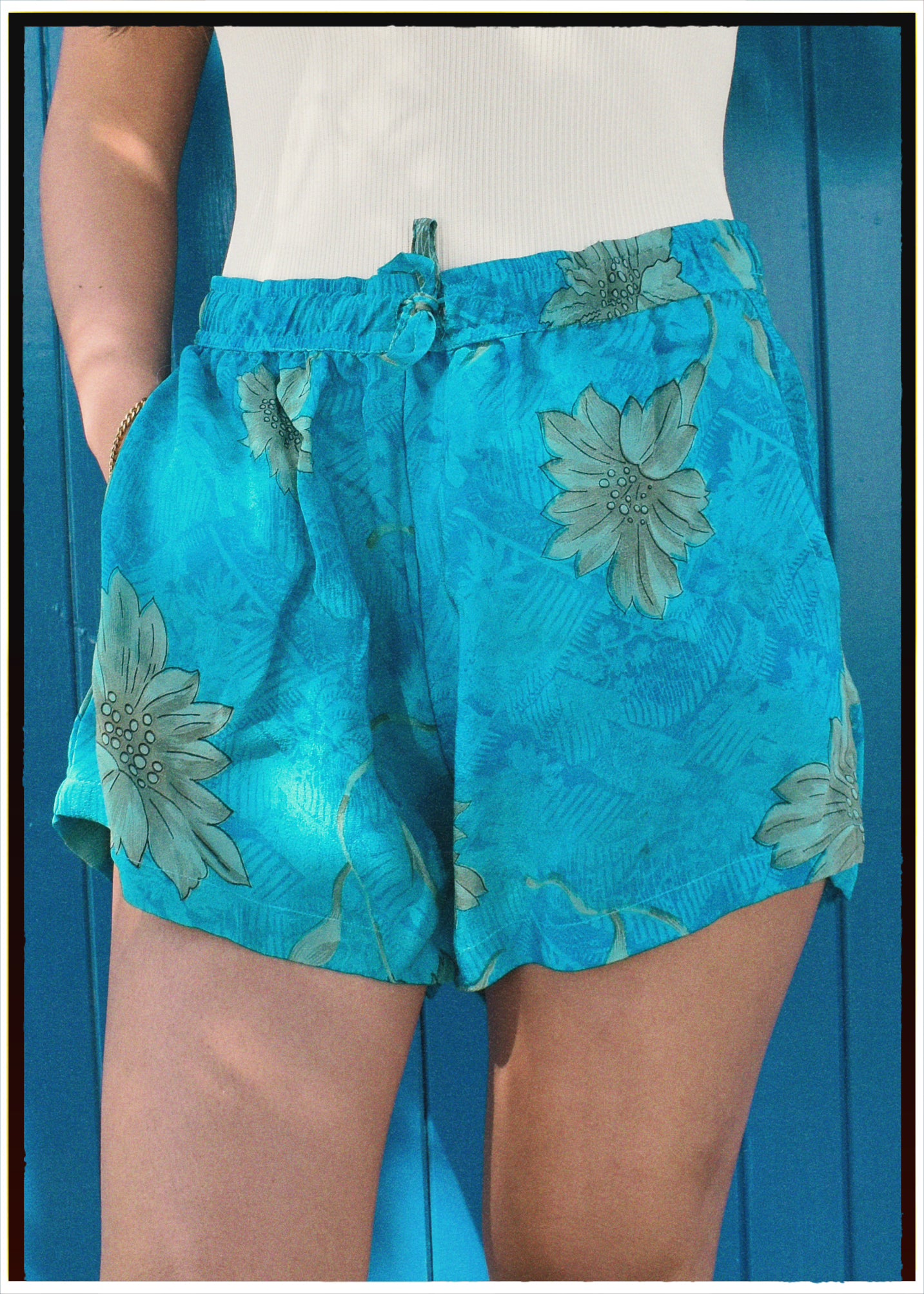 Fumaria Silk Shorts ~ Aquamarine XS