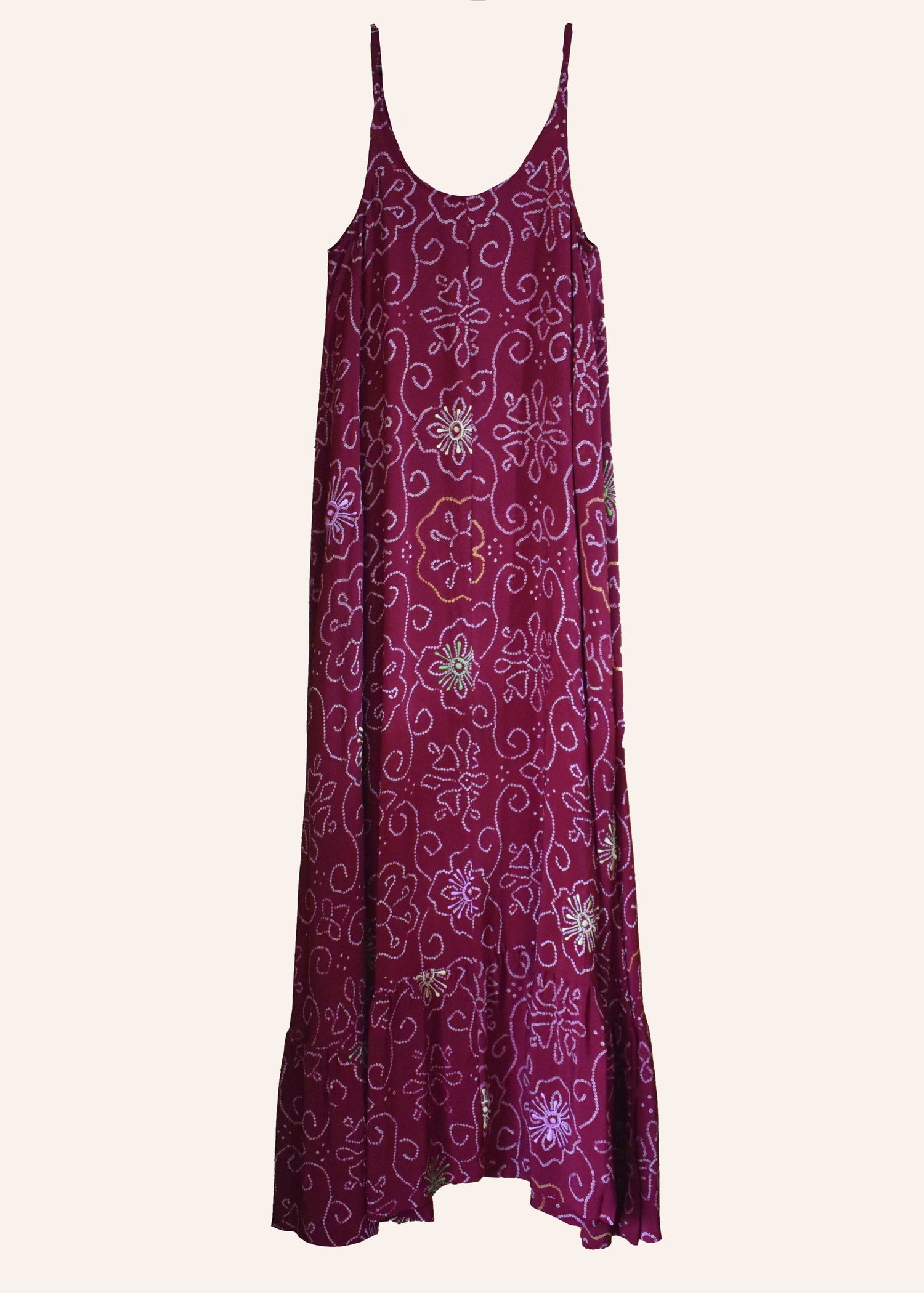 Eustoma Silk Crepe Swing Maxi Dress ~ Granita S