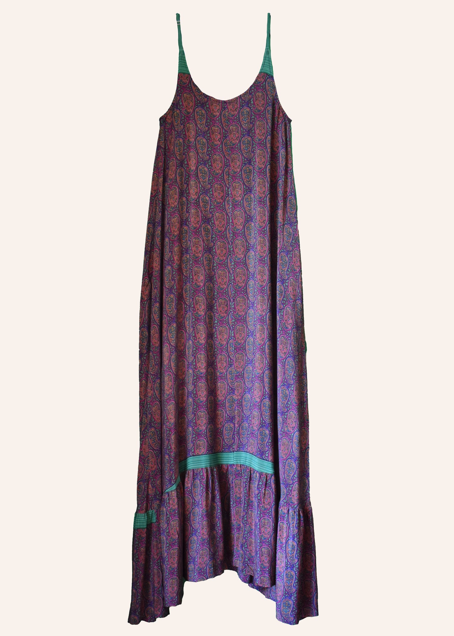 Eustoma Silk Crepe Swing Maxi Dress ~ Claret XS