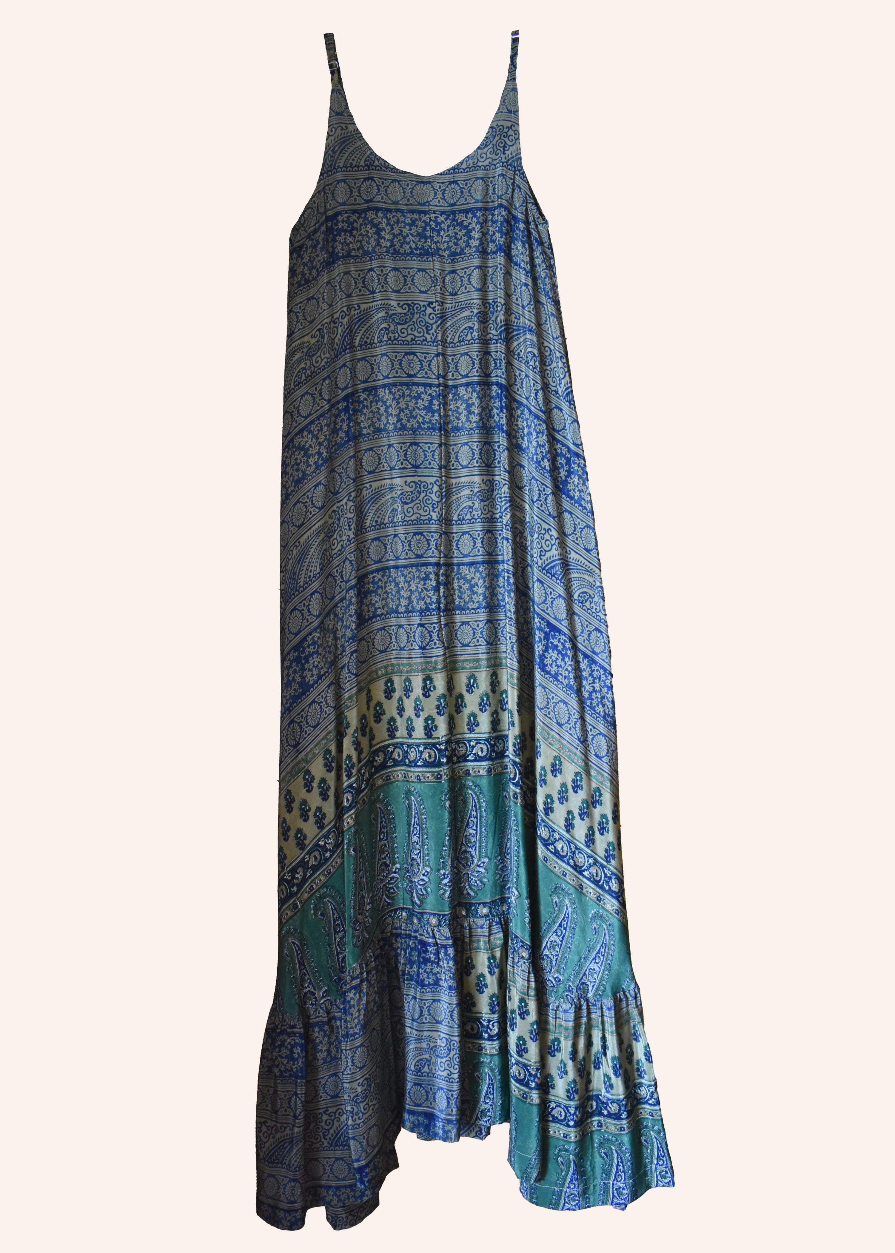 Eustoma Silk Crepe Swing Maxi Dress ~ Aventurine XS