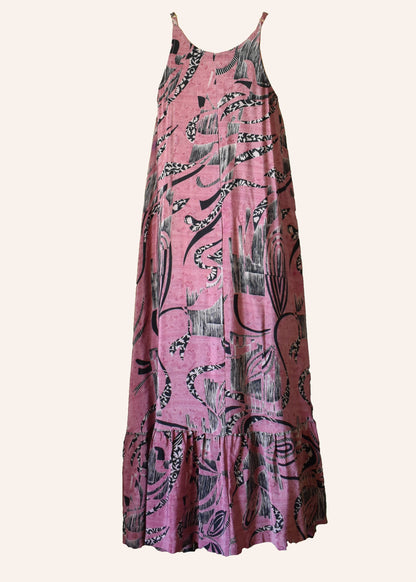 Eustoma Silk Crepe Swing Maxi Dress ~ Urban XL