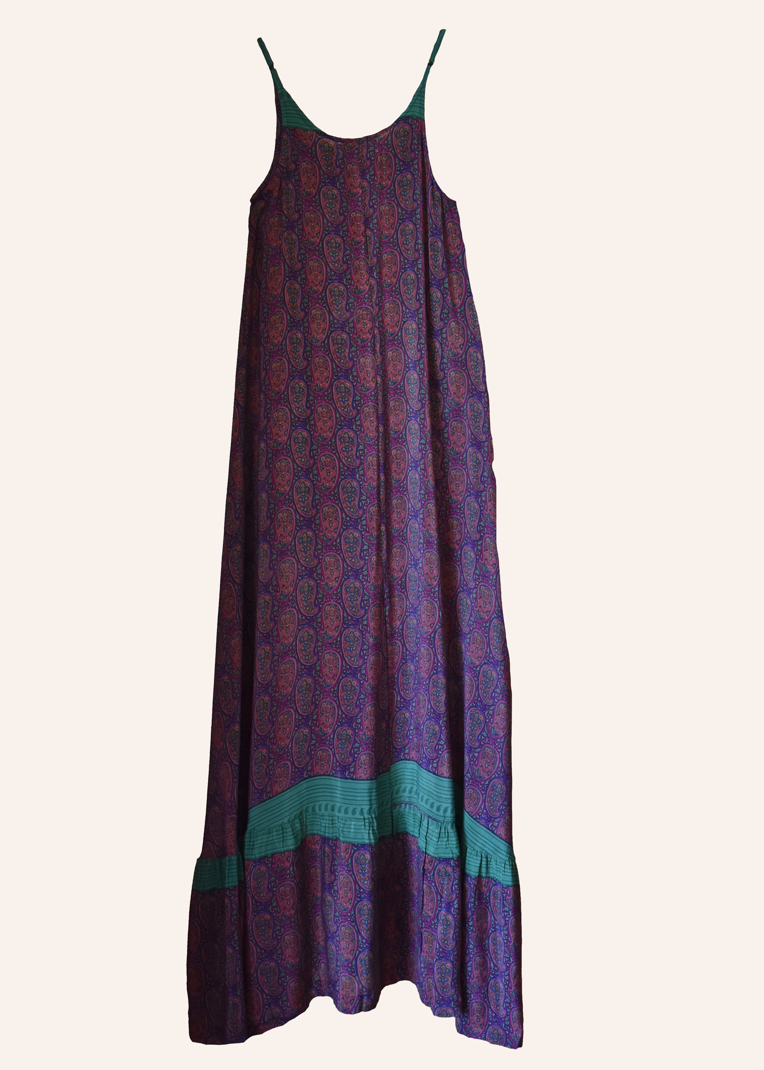 Eustoma Silk Crepe Swing Maxi Dress ~ Claret XS