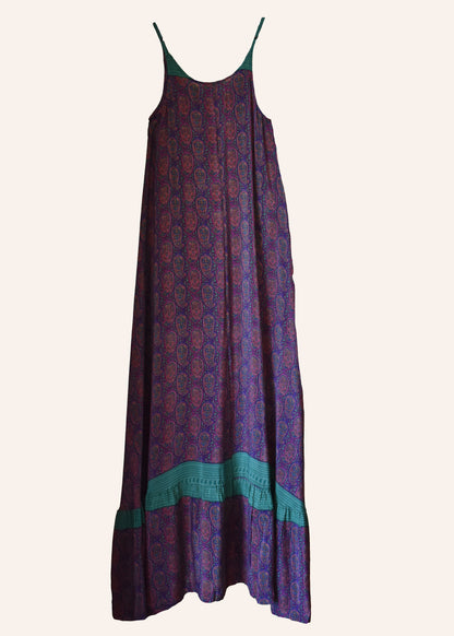 Eustoma Silk Crepe Swing Maxi Dress ~ Claret XS