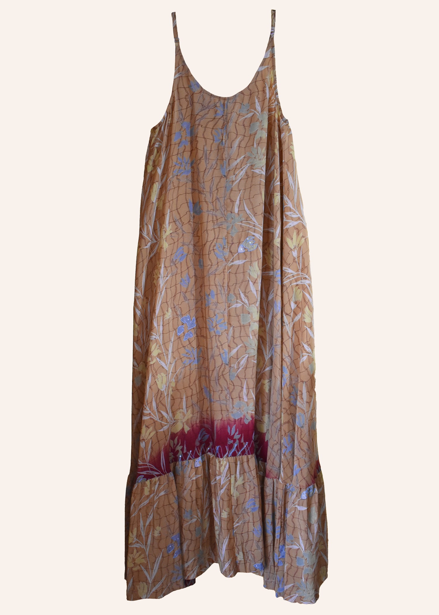 Eustoma Silk Crepe Swing Maxi Dress ~ Tender S