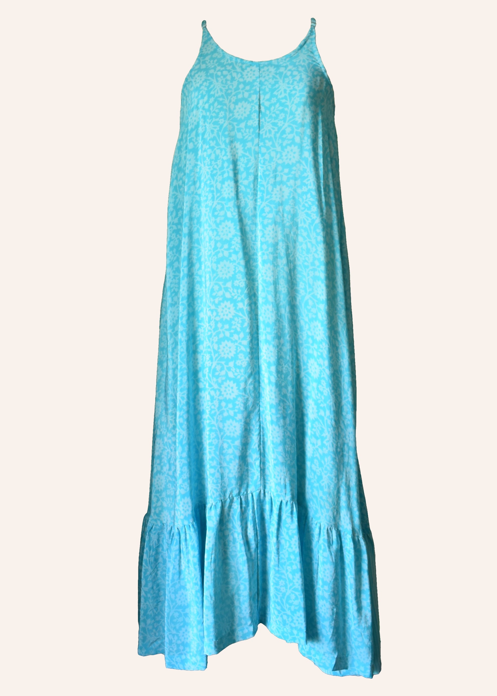 Eustoma Silk Crepe Swing Maxi Dress ~ Curacao XL