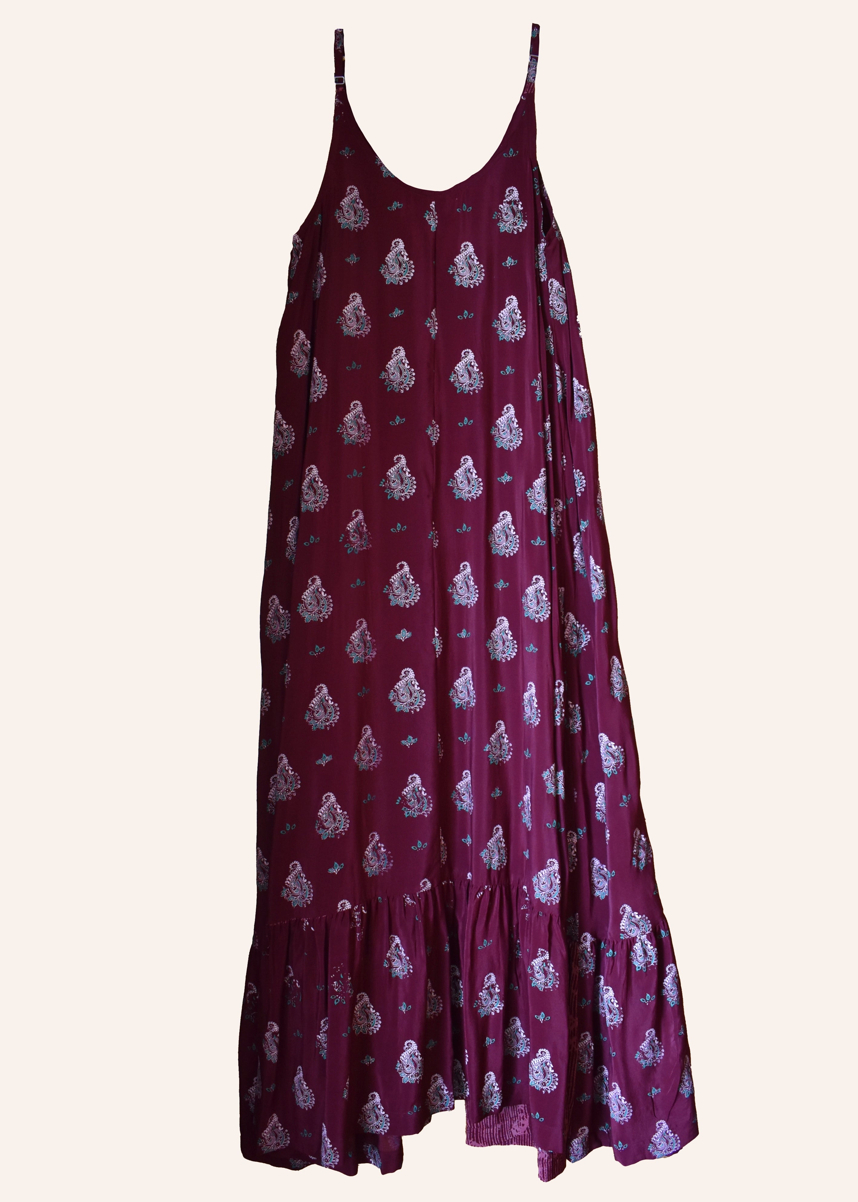 Eustoma Silk Crepe Swing Maxi Dress ~ Rosewood XS