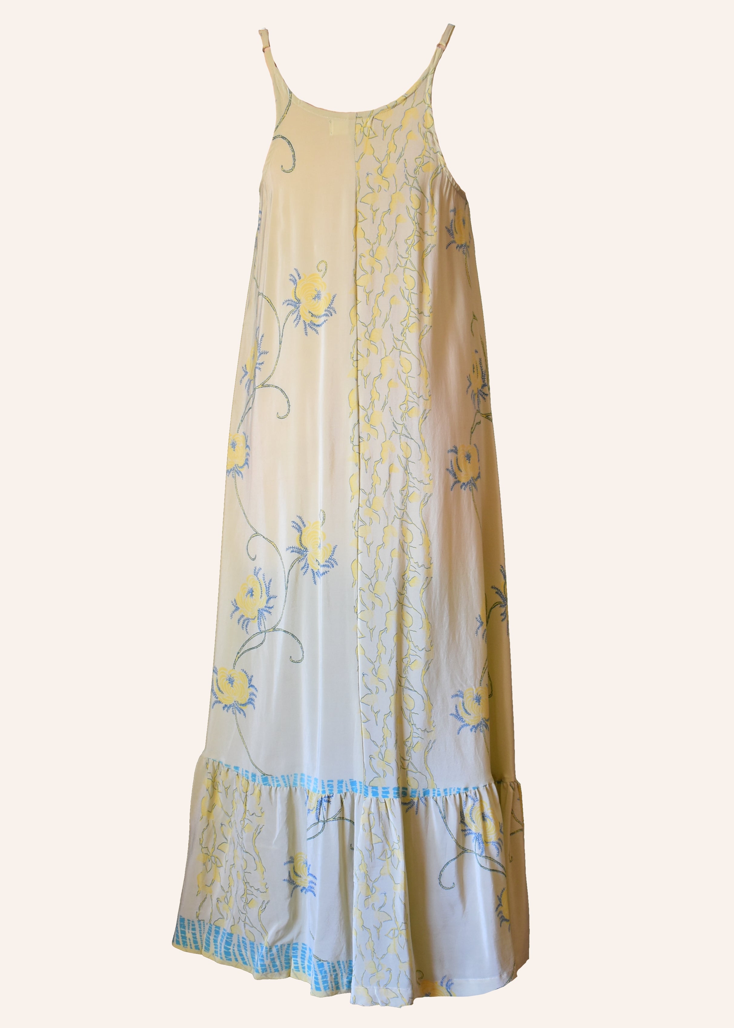 Eustoma Silk Crepe Swing Maxi Dress ~ Papyrus M