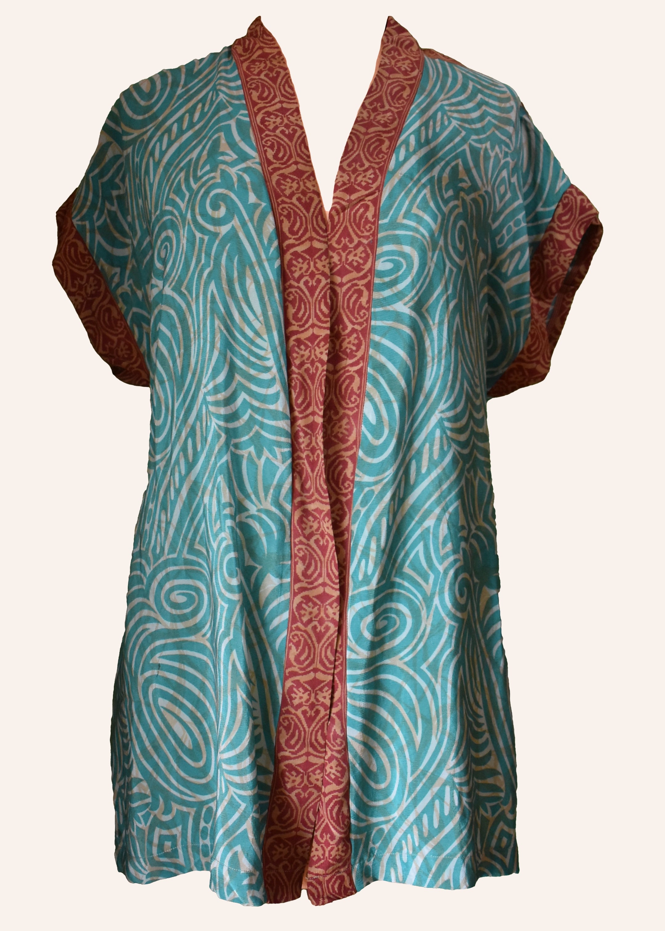 Pilea Silk Crepe Wrap Kimono Top ~ Tambourine L/XL
