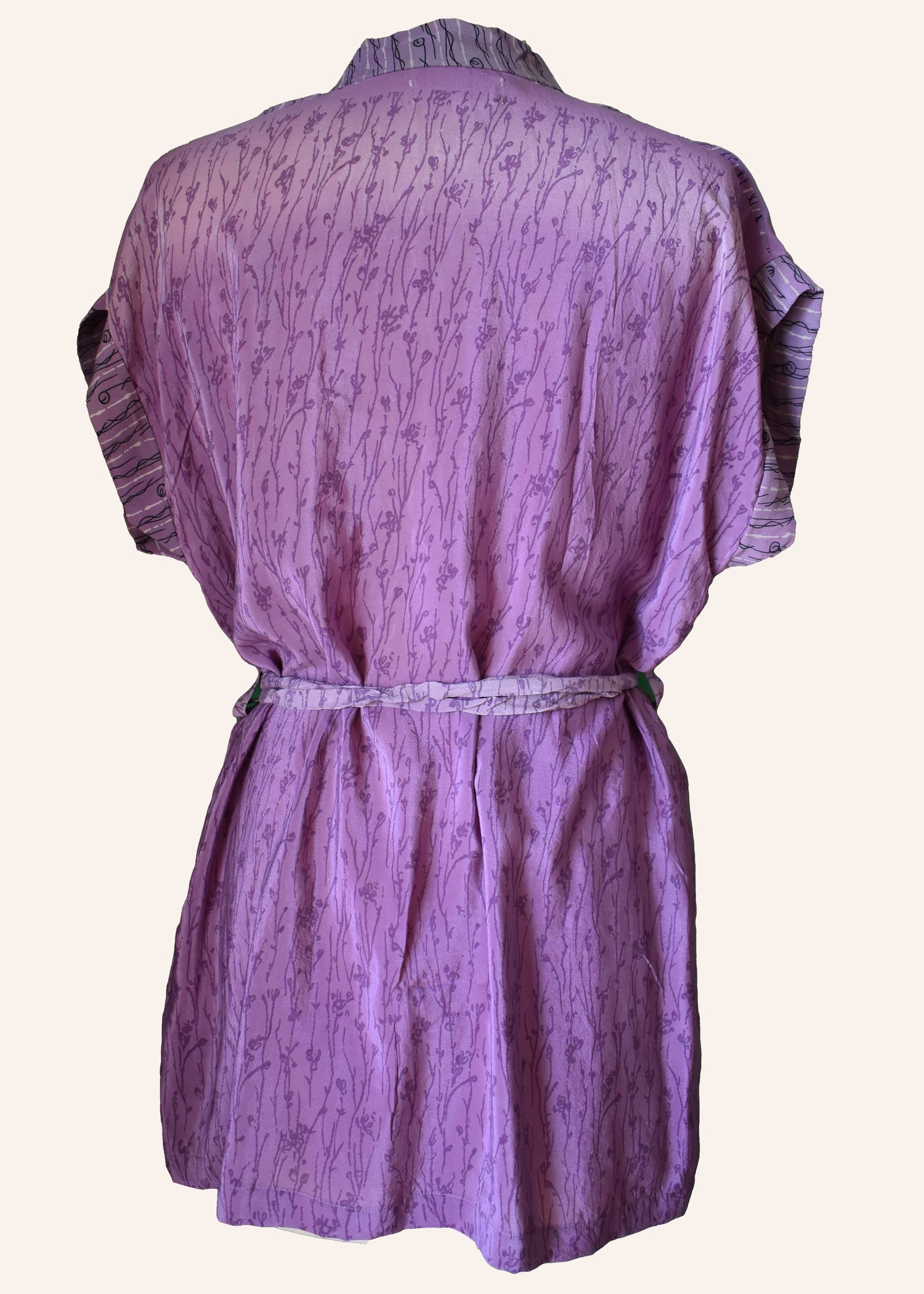 Pilea Silk Crepe Wrap Kimono Top ~ Mauve S/M