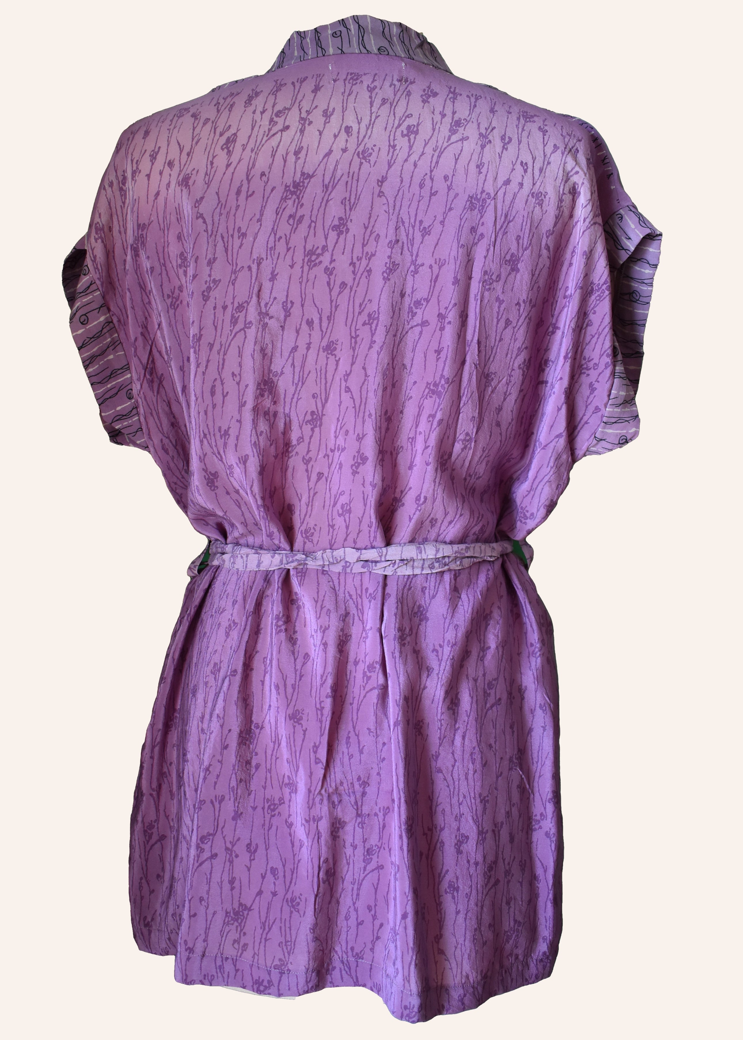 Pilea Silk Crepe Wrap Kimono Top ~ Mauve S/M