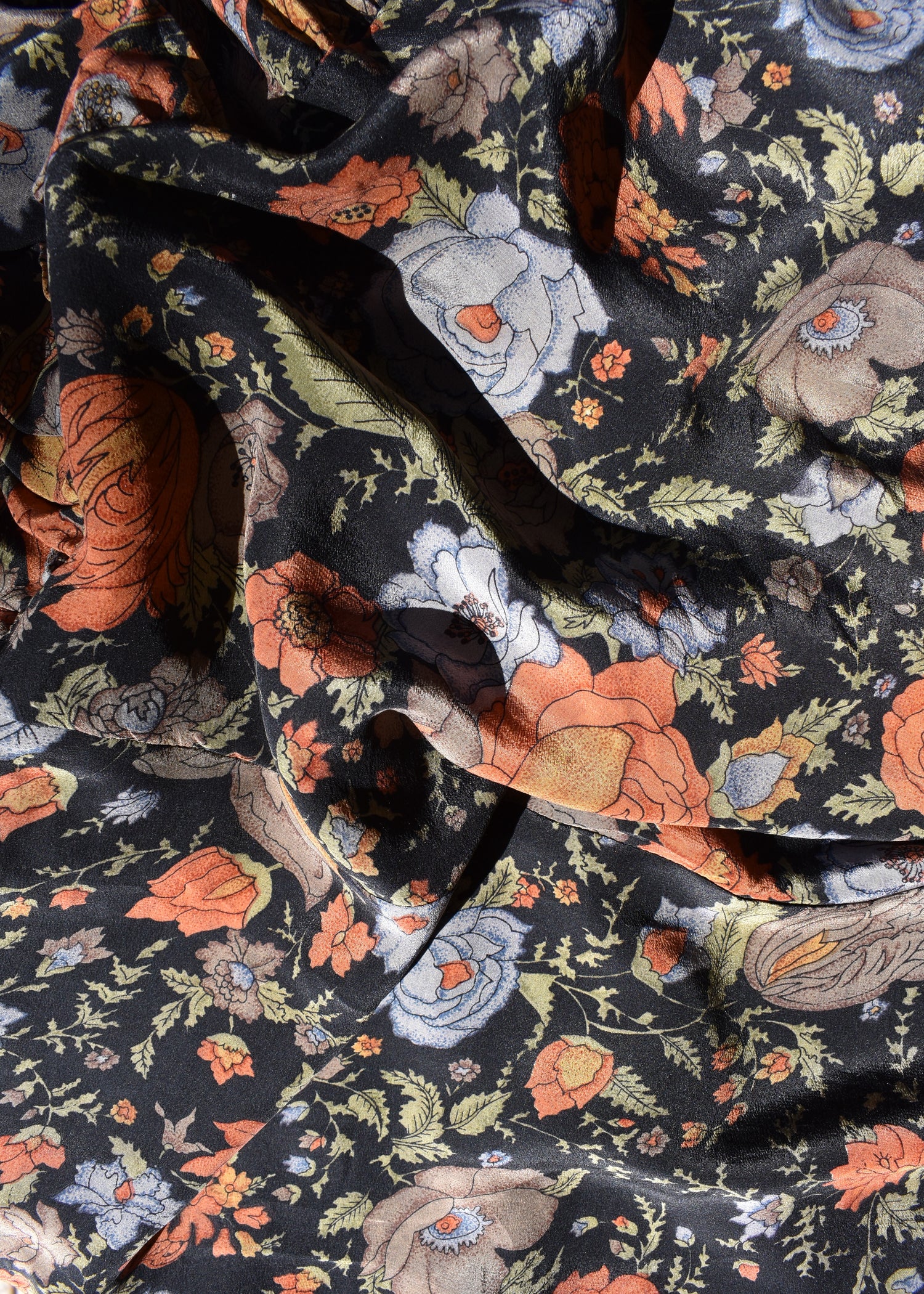 Eustoma Silk Crepe Swing Maxi Dress ~ Heron L