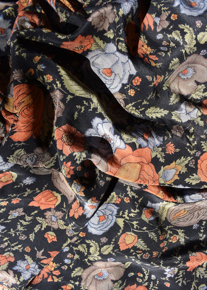 Eustoma Silk Crepe Swing Maxi Dress ~ Heron L