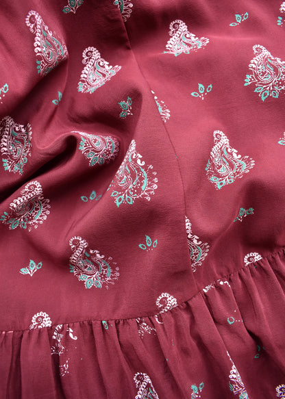 Eustoma Silk Crepe Swing Maxi Dress ~ Rosewood XS