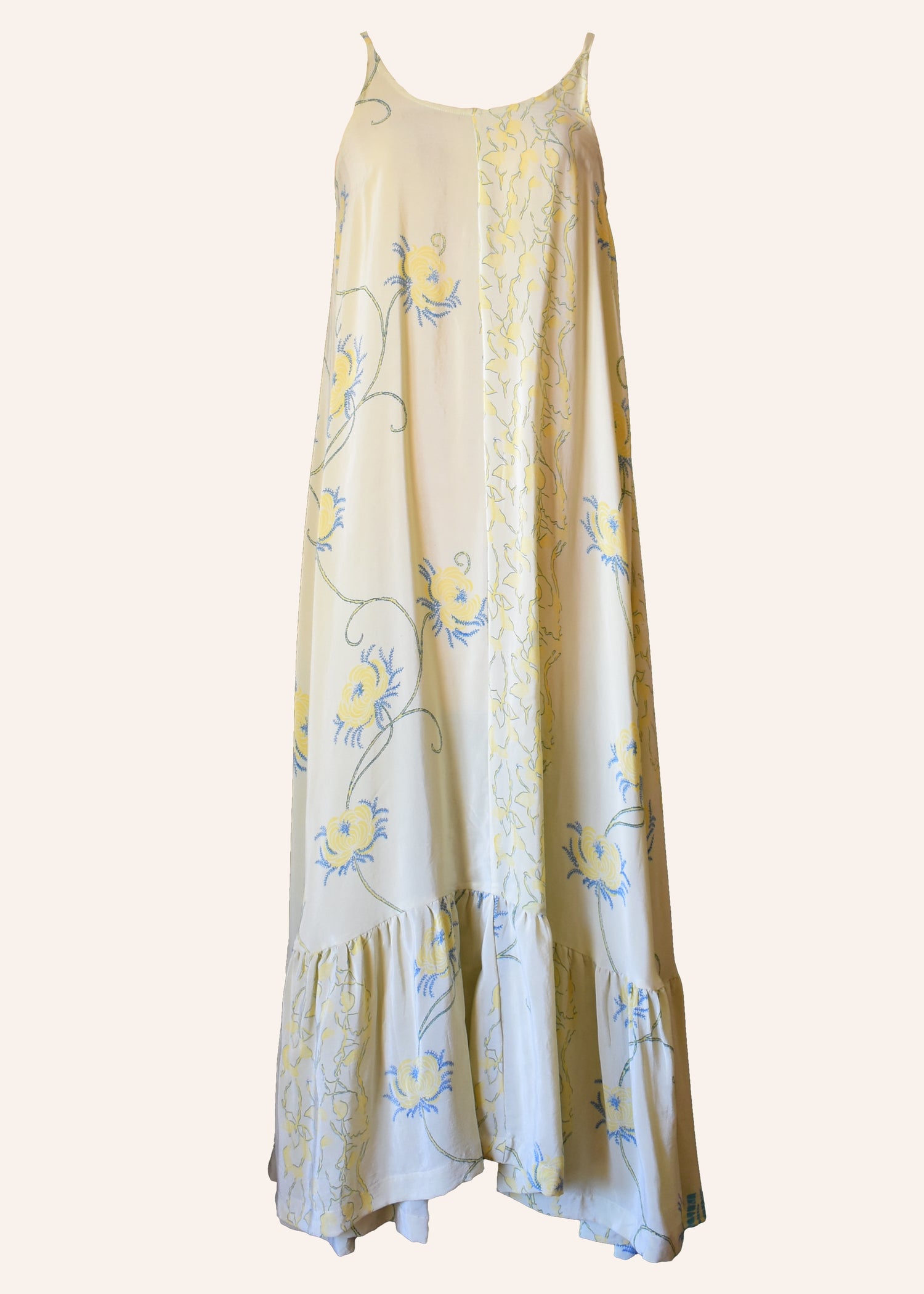 Eustoma Silk Crepe Swing Maxi Dress ~ Papyrus M