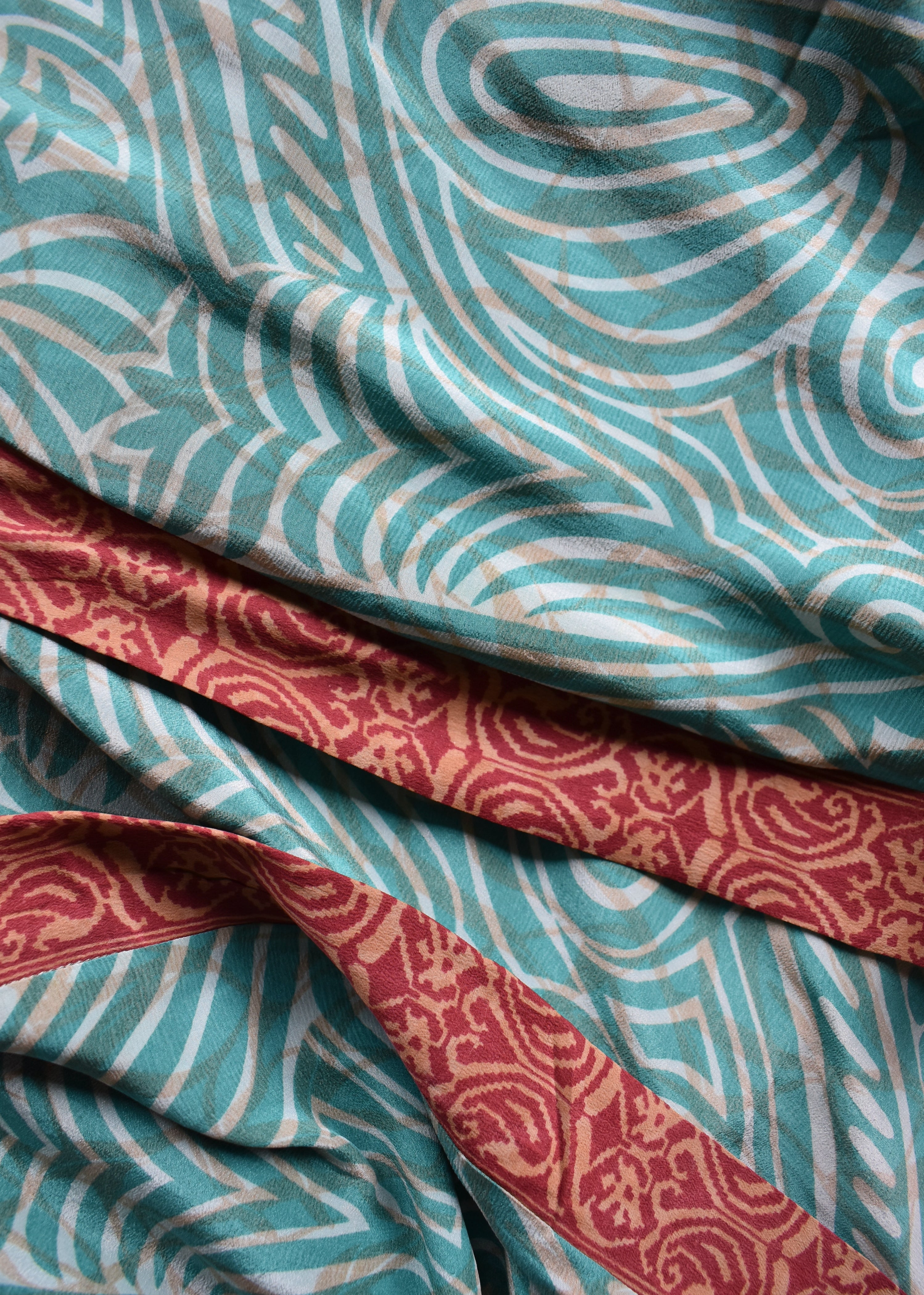 Pilea Silk Crepe Wrap Kimono Top ~ Tambourine L/XL