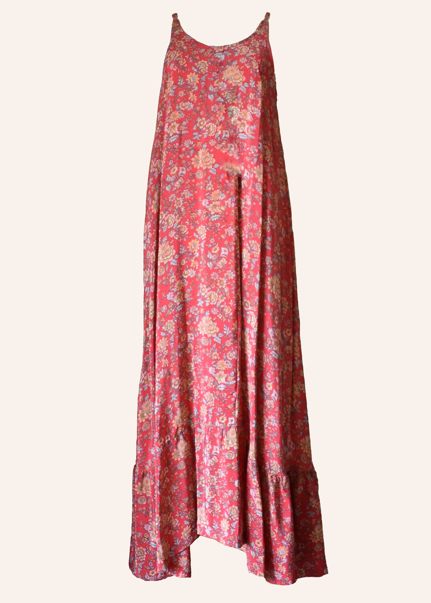 Eustoma Silk Crepe Swing Maxi Dress ~ Alert XL