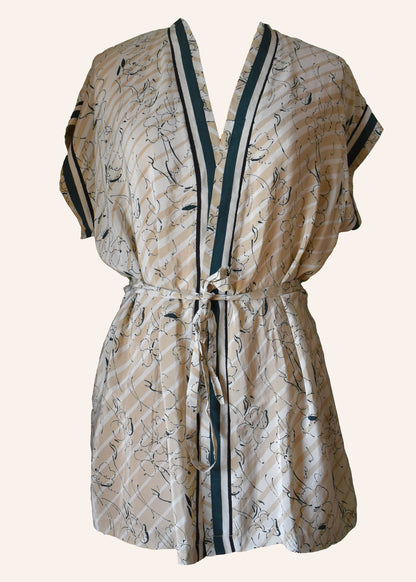 Pilea Silk Crepe Wrap Kimono Top ~ Crema S/M