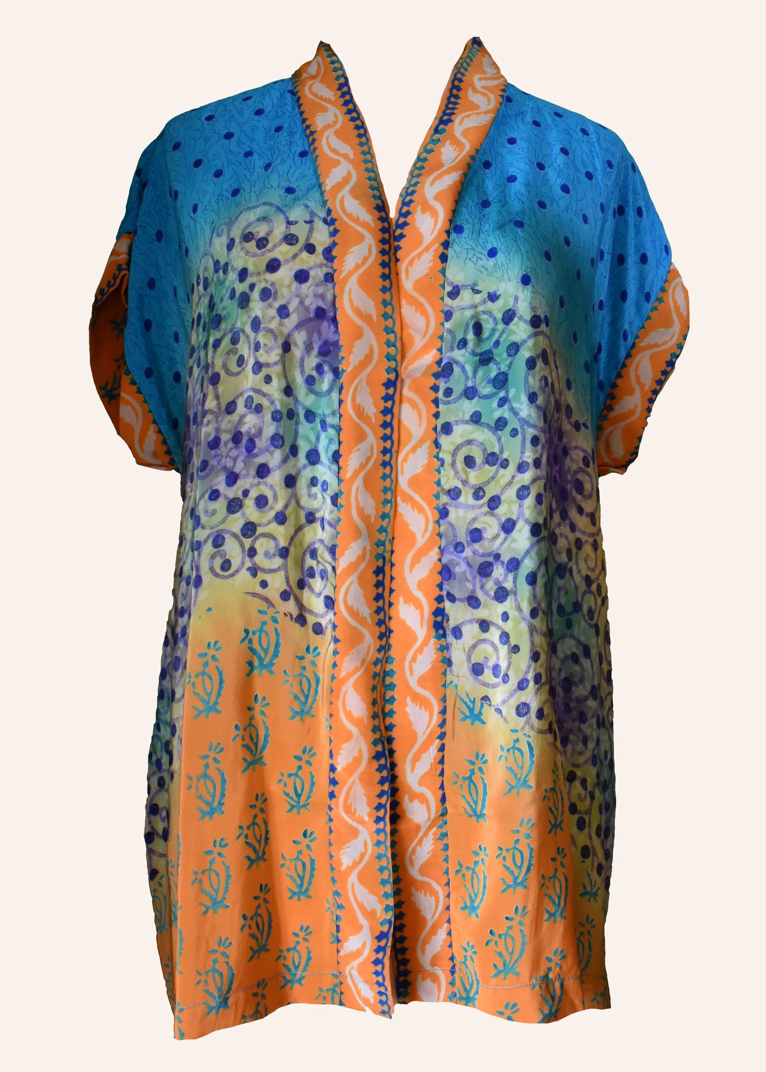 Pilea Silk Crepe Wrap Kimono Top ~ Rust L/XL
