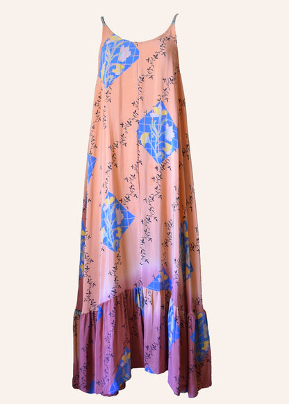 Eustoma Silk Crepe Swing Maxi Dress ~ Porcelain M