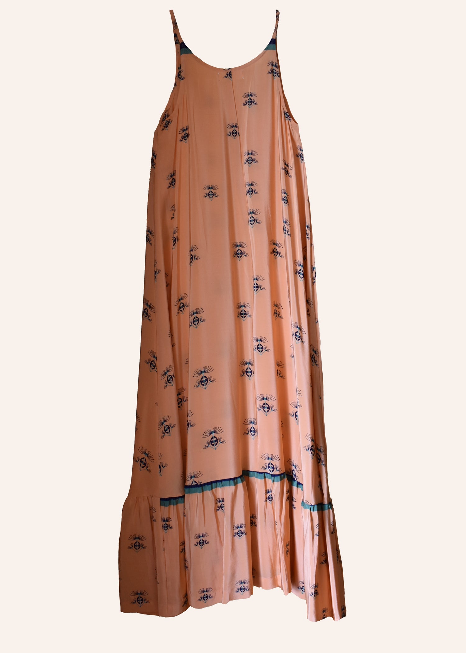 Eustoma Silk Crepe Swing Maxi Dress ~ Coral XS