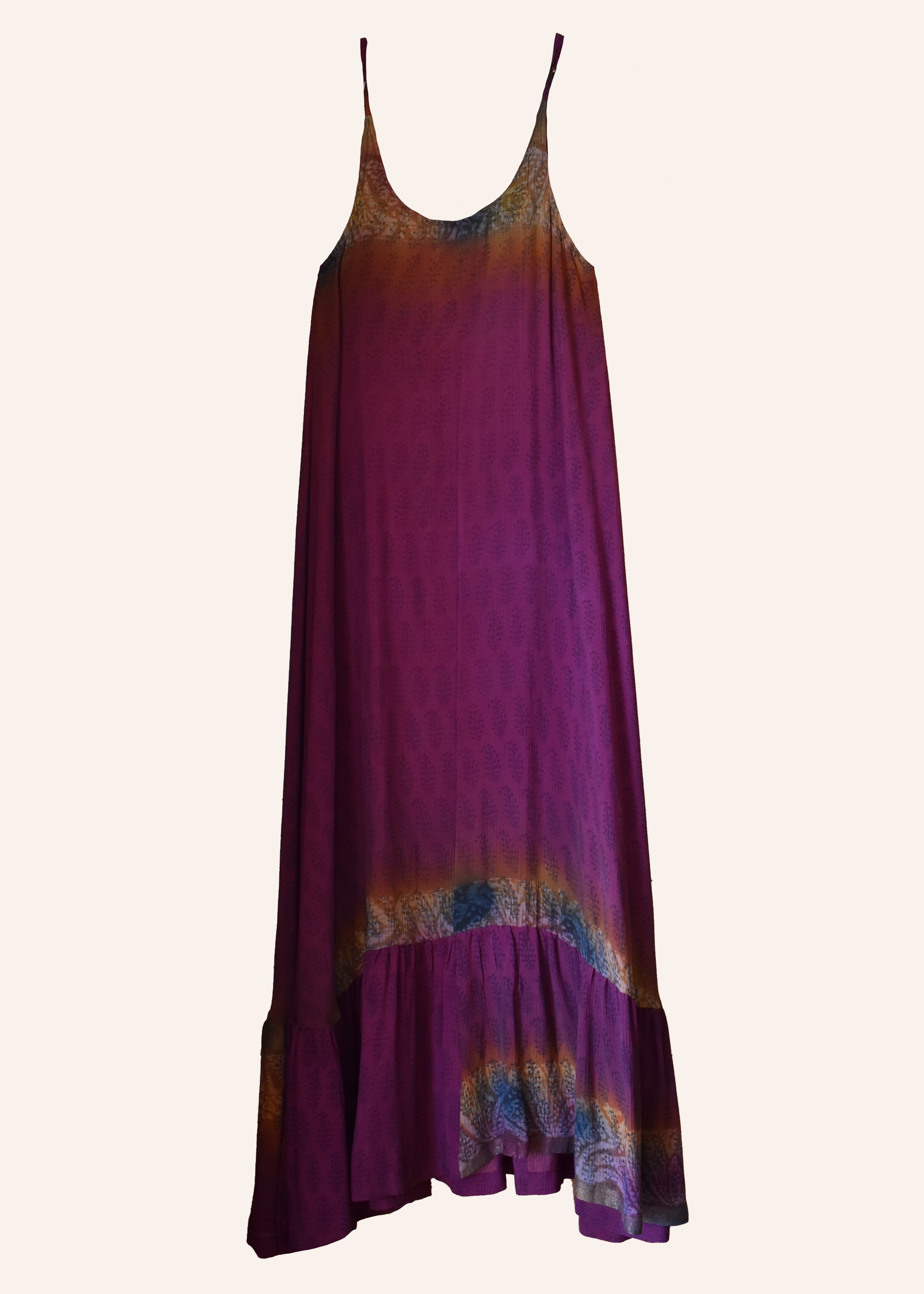 Eustoma Silk Crepe Swing Maxi Dress ~ Garnet XS