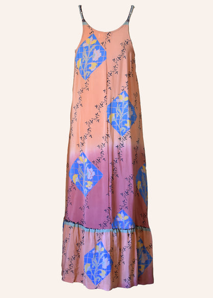 Eustoma Silk Crepe Swing Maxi Dress ~ Porcelain M