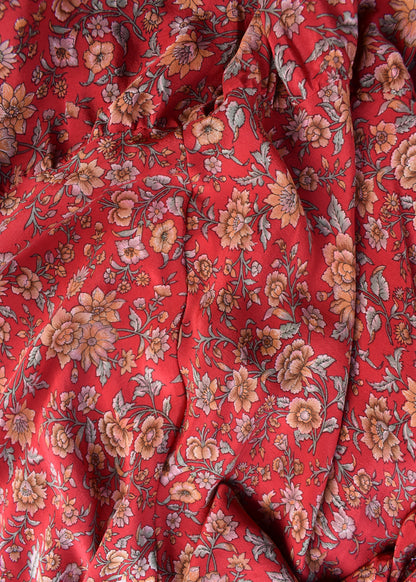 Eustoma Silk Crepe Swing Maxi Dress ~ Alert XL