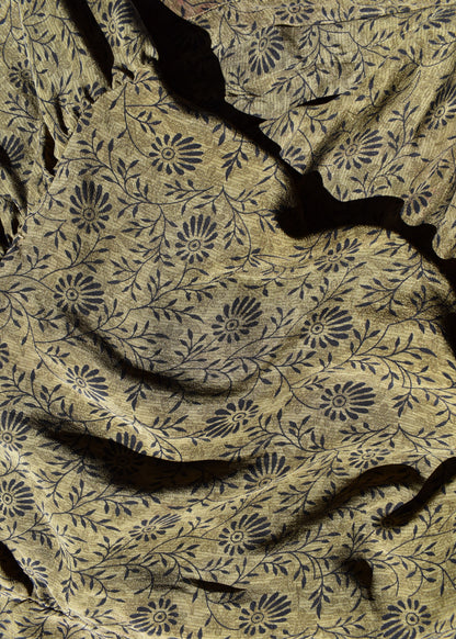 Eustoma Silk Crepe Swing Maxi Dress ~ Duffel L