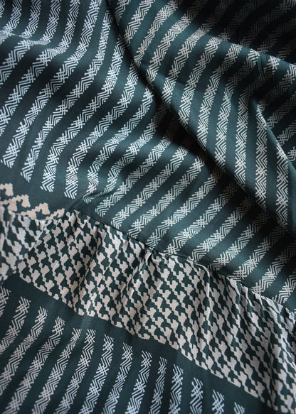 Eustoma Silk Crepe Swing Maxi Dress ~ Spruce S