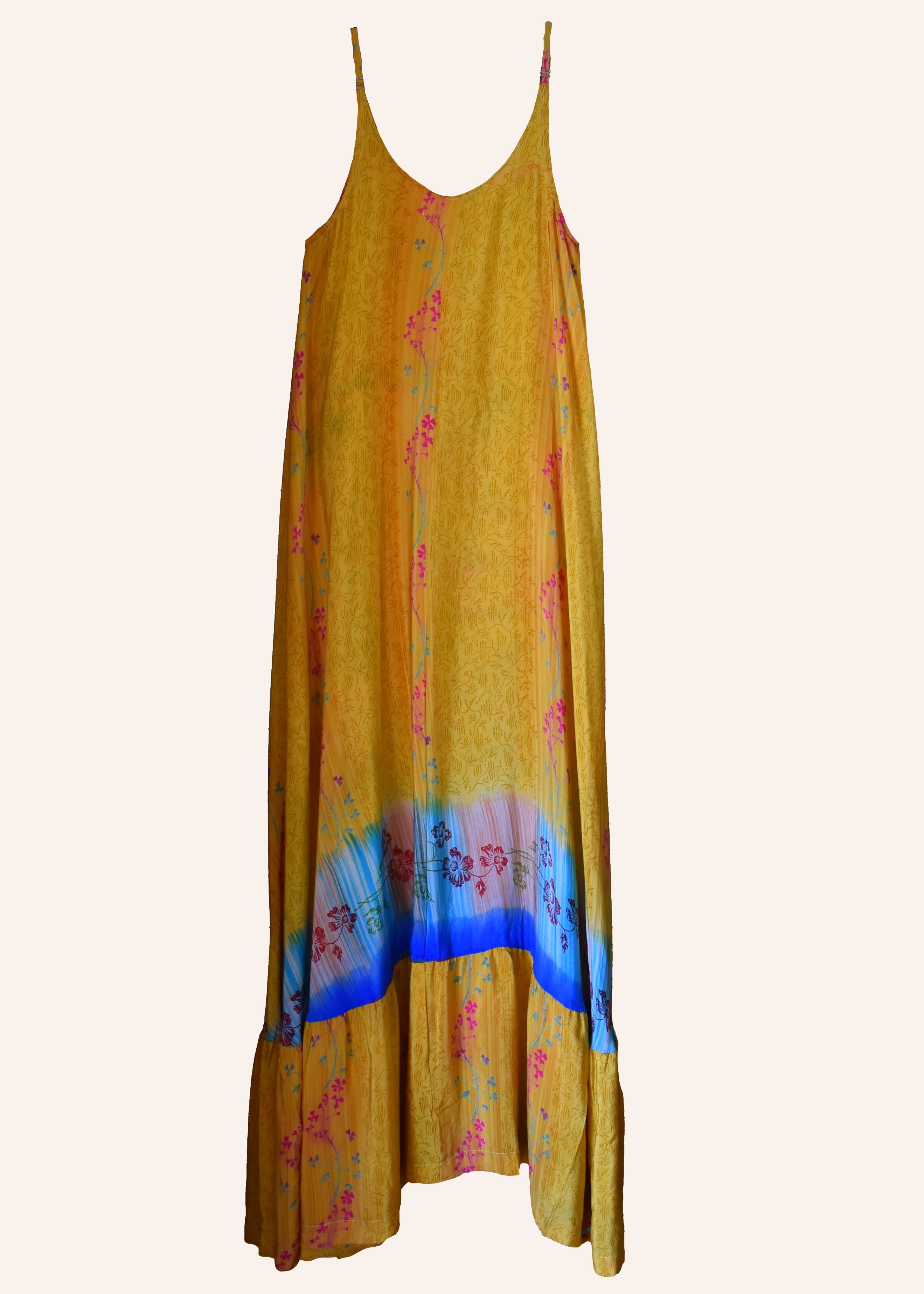Eustoma Silk Crepe Swing Maxi Dress ~  Honey S