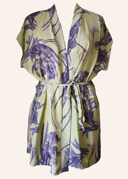 Pilea Silk Crepe Wrap Kimono Top ~ Pina Colada S/M