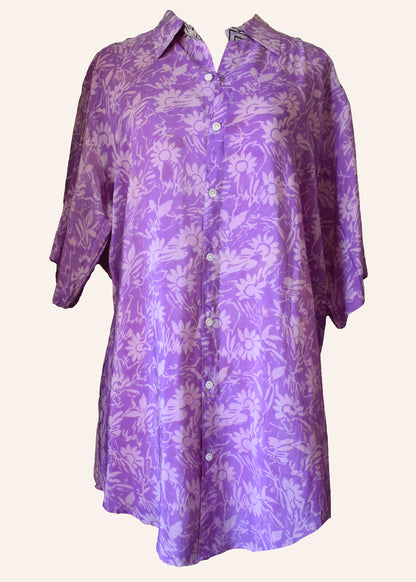 Astralagus Silk Crepe Oversized Shirt ~ Haze