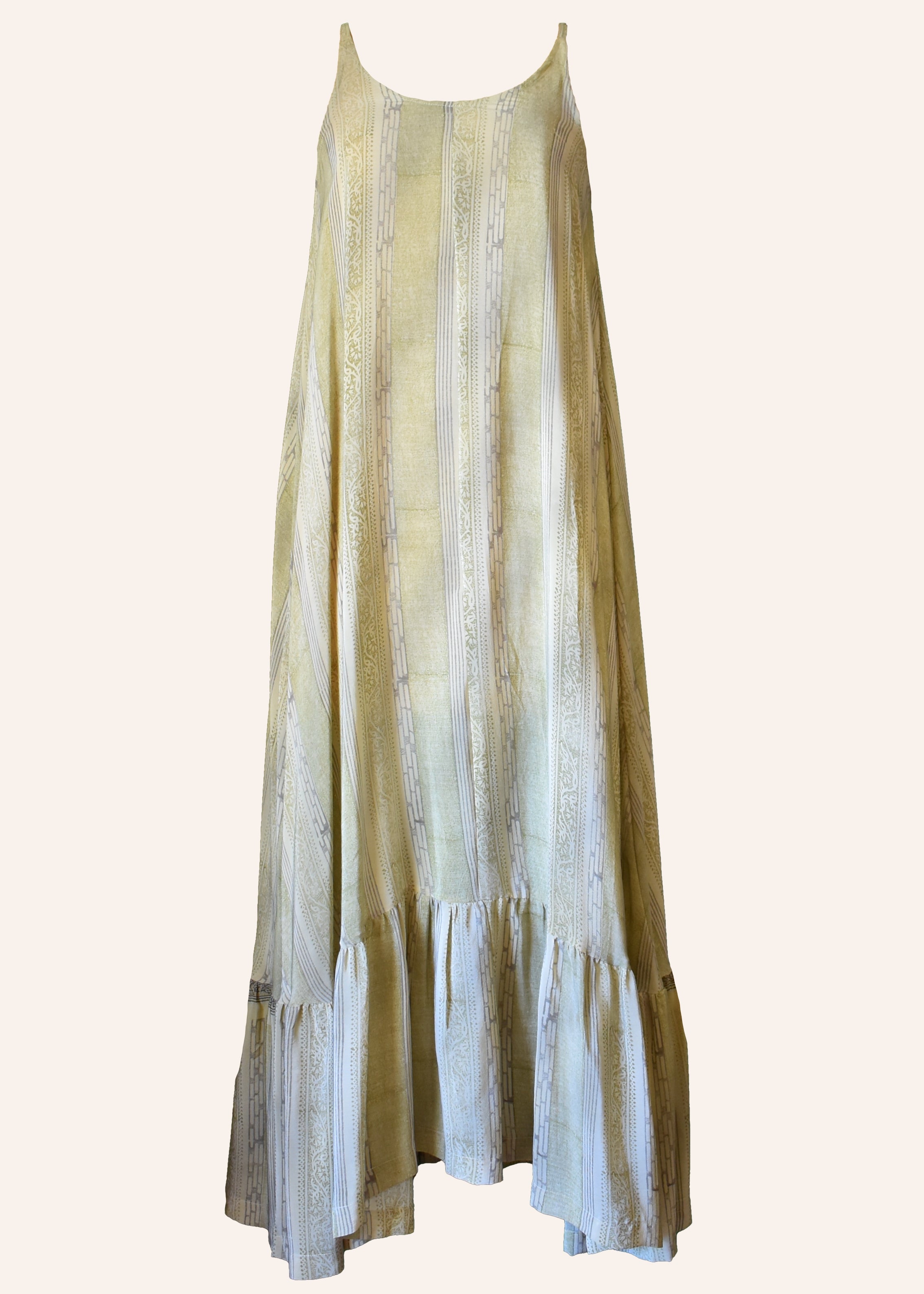 Eustoma Silk Crepe Swing Maxi Dress ~ Arctic M