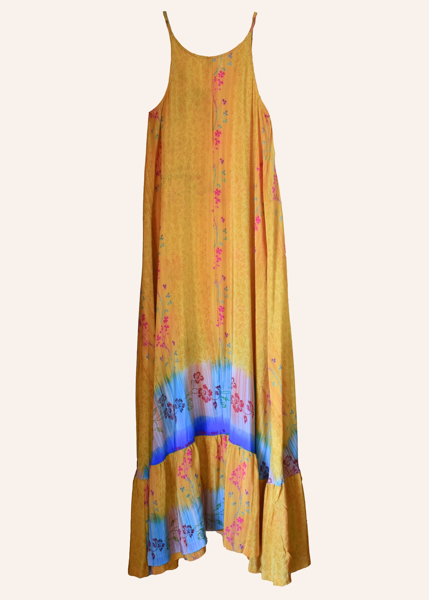 Eustoma Silk Crepe Swing Maxi Dress ~  Honey S