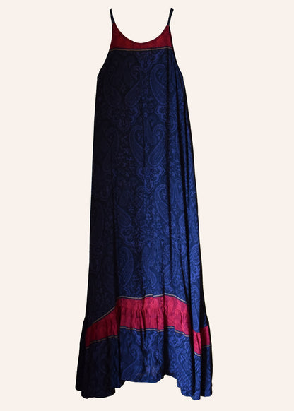 Eustoma Silk Crepe Swing Maxi Dress ~ Nero XS