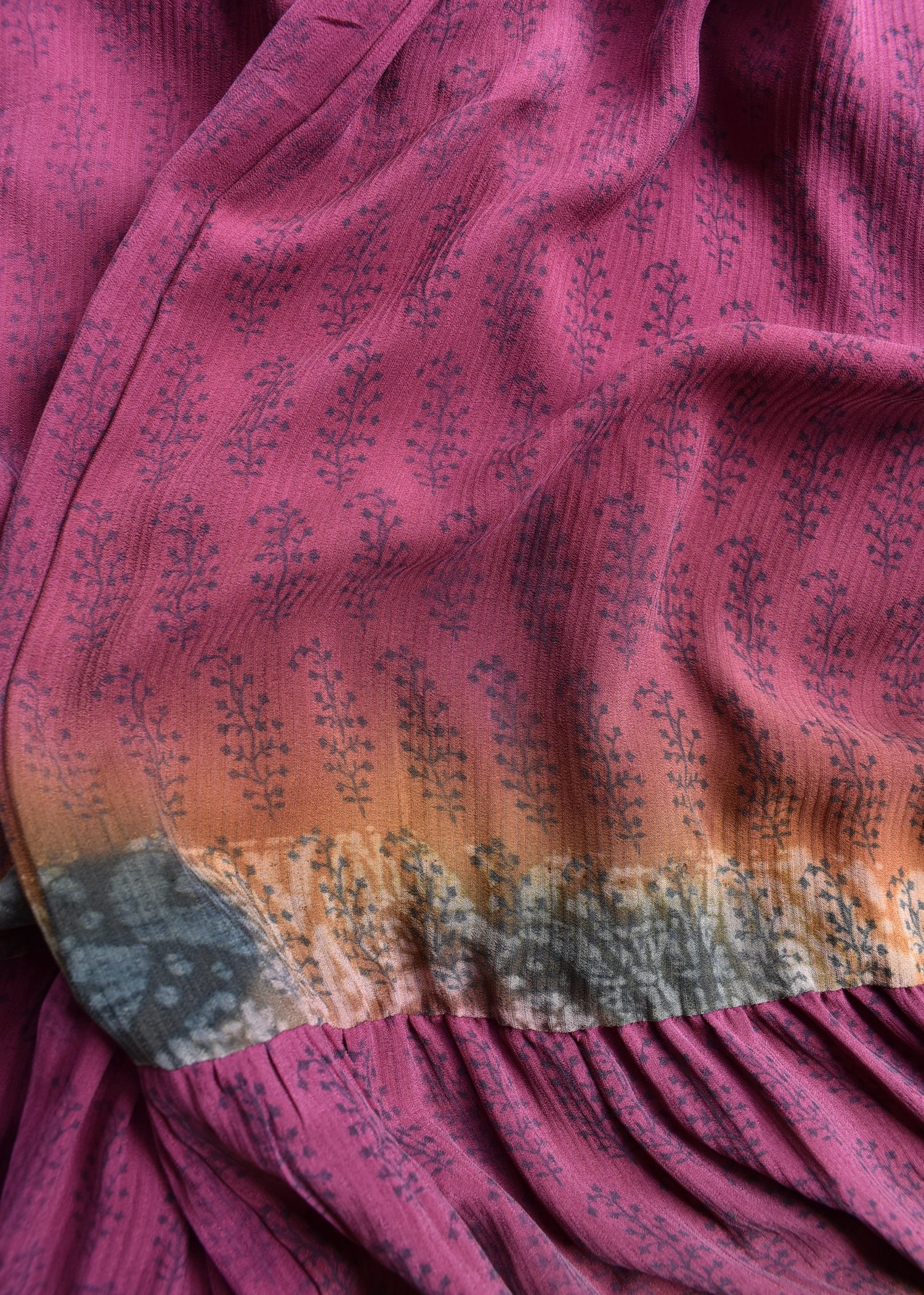 Eustoma Silk Crepe Swing Maxi Dress ~ Garnet XS