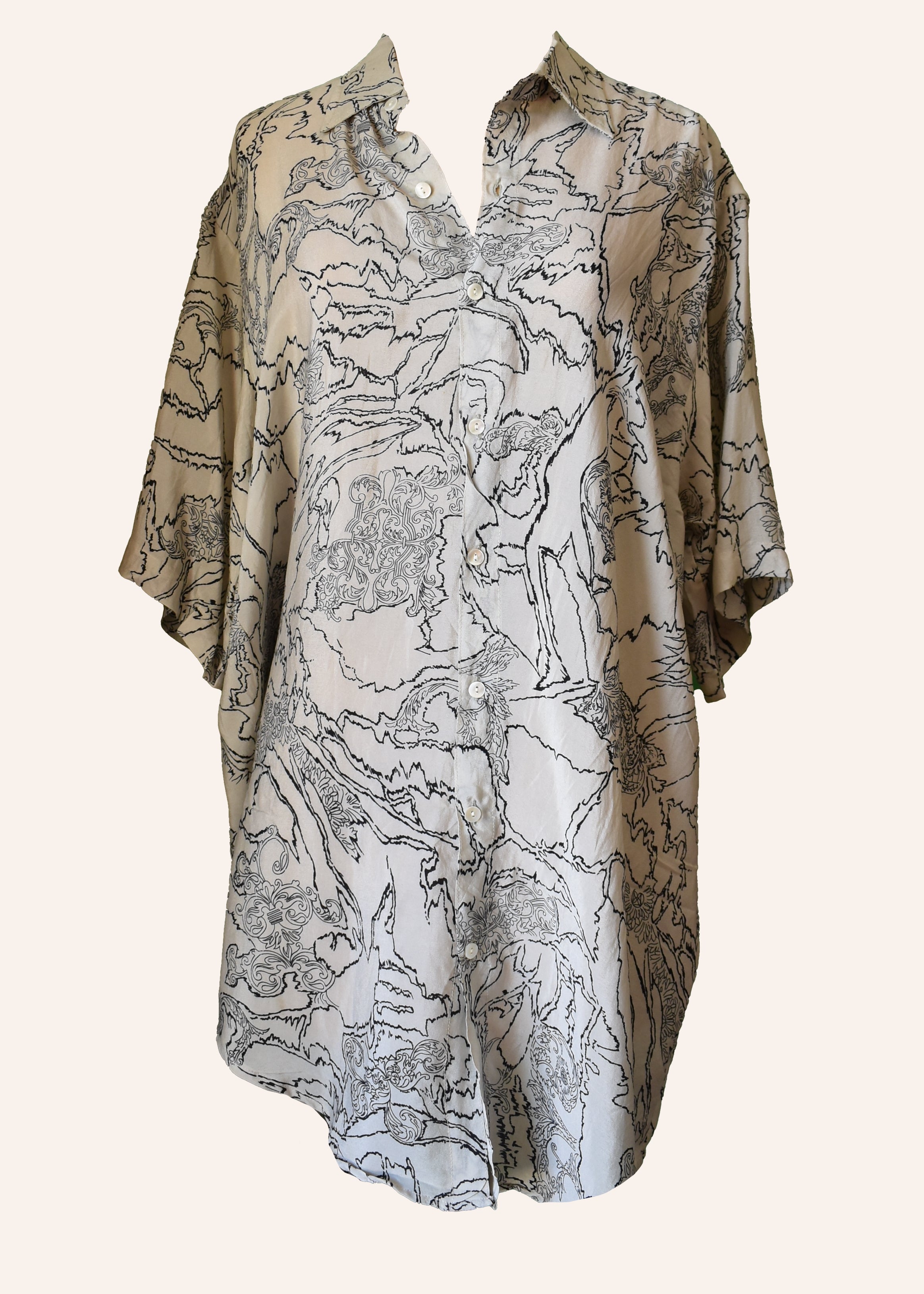 Astralagus Silk Crepe Oversized Shirt ~ Opal